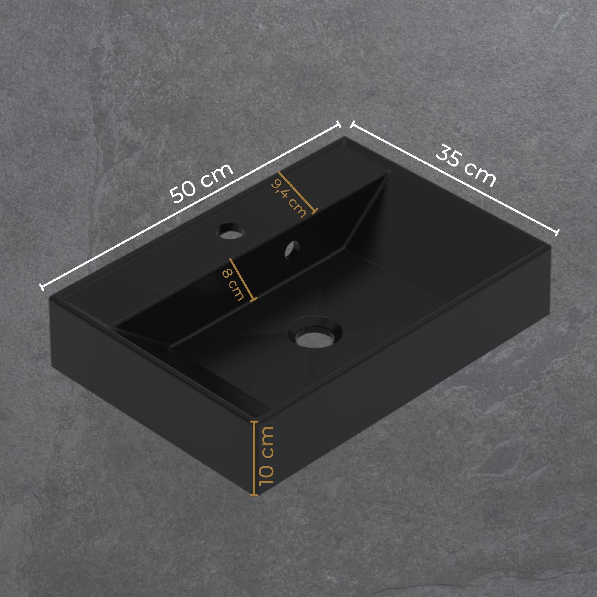 Umywalka NADIA czarna wymiary